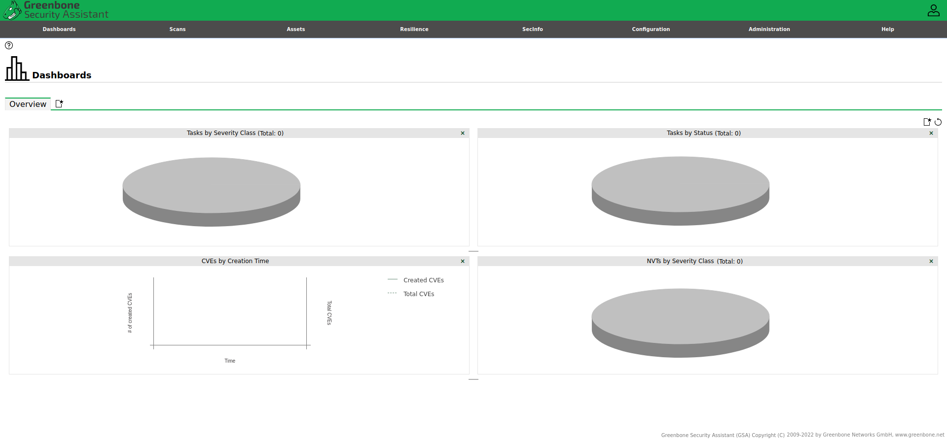 Launching Greenbone Security Assistant for the first time